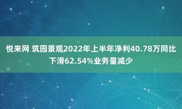 悦来网 筑园景观2022年上半年净利40.78万同比下滑62.54%业务量减少